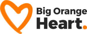 big orange heart logo