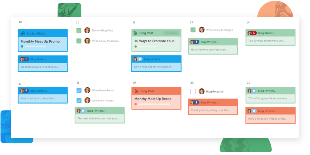 Example image demonstrating the CoSchedule WordPress calendar plugin interface system