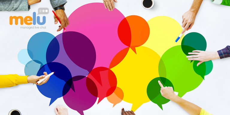 Melu Live Chat logo with multi-coloured speech bubble graphics representing live chat