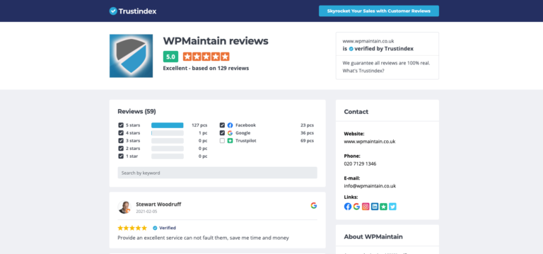 Trustindex WPMaintain Reviews 2021