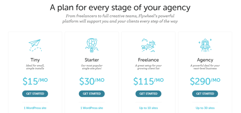 Flywheel managed hosting pricing plan